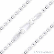 3.4mm Polished Ball Bead Link Italian Chain Bracelet .925 Italy Sterling Silver - £22.72 GBP+