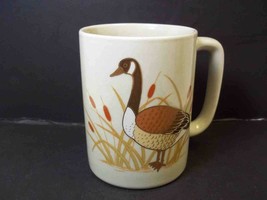 Otagiri Japan stoneware coffee mug DUCK IN REEDS Gold highlights on bird... - $6.75