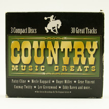 Country Music Greats 3 CD Set 30 Tracks Merle Haggard Roger Miller Patsy Cline - £6.20 GBP