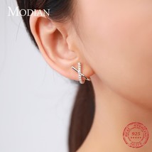 Modian New Design X Shape Fashion Earring 925 Sterling Silver Luxury Sparkling S - £17.71 GBP