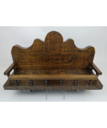 Arts &amp; Crafts 20&quot; Dark Oak Wood Hand Made Wall Display Shelf w/Rail Heav... - $148.49