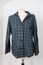 Lauren Ralph Lauren M Blue Green Plaid Flannel PJ Pajama Top - £19.42 GBP
