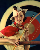 Dorothy Flood vintage pose with bow and arrow 16x20 Canvas Giclee - £55.35 GBP