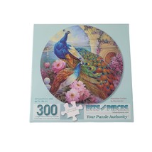 Peacock Floral Bits And Pieces Round Puzzle 300 Piece Marvelous Garden Game Rose - $23.38