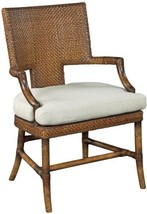 Accent Chair Woodbridge Klismos Small, Rattan and Leather, Beige Linen - £992.15 GBP