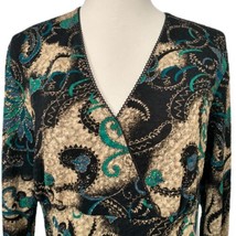 Dressbarn Metallic Knit Top M Paisley Blouse Baroque Regency Stretchy Y2K Witchy - £15.47 GBP