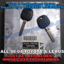 TOYOTA &amp; LEXUS mail in ECU FLASHING &amp; lost key replacement. 2 new keys included! - £117.35 GBP