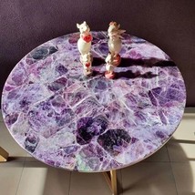 24&quot;Round Amethyst Stone Center Table Top Luxury Counter Desk Hallway &amp; Furniture - £655.27 GBP