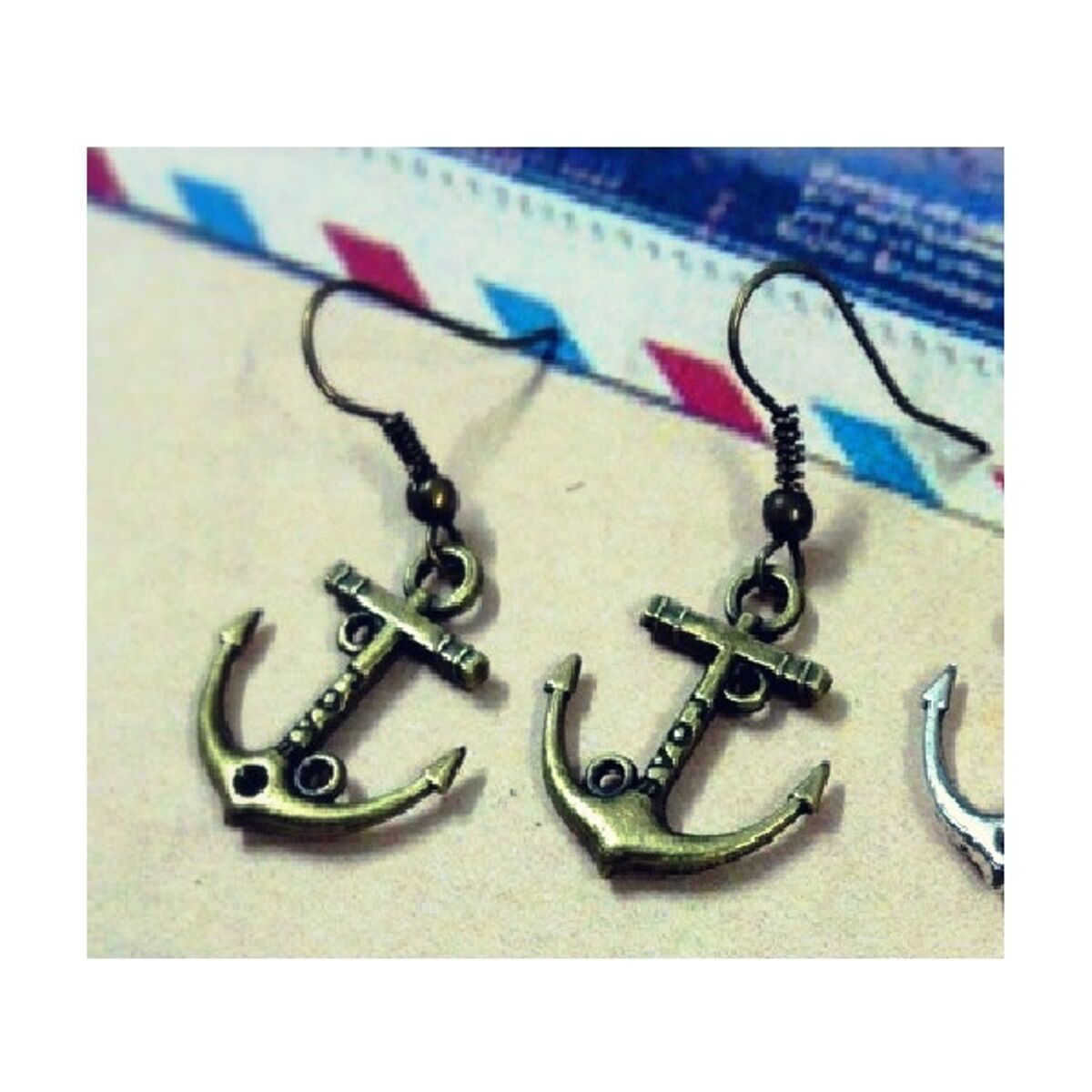 Primary image for Anchor Nautical Dangle Antiqued Earrings Love Sterling Hooks Made in the USA
