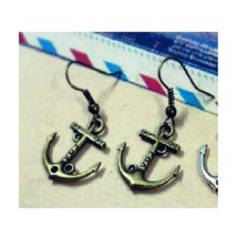 Anchor Nautical Dangle Antiqued Earrings Love Sterling Hooks Made in the... - $9.79