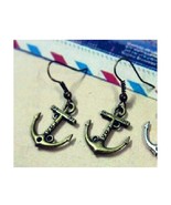 Anchor Nautical Dangle Antiqued Earrings Love Sterling Hooks Made in the... - £7.68 GBP