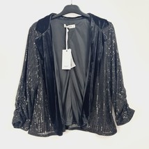 Grace Karin - NEW - Open Front 3/4 Sleeve Sequin Blazer - Black - Medium - £21.77 GBP