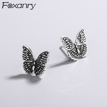 FOXANRY Prevent Allergy Silver Color Stud Earrings for Women Trendy Elegant Vint - £7.14 GBP