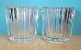 Indiana Glass Vintage Clear Crystal Heavy Ribbed Pressed Glass Votive Ca... - $9.37