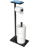 Black Toilet Paper Holder Stand with Phone Shelf, Bathroom Toliet Decor ... - $24.47