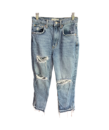 We The Free Womens Straight Leg Jeans Blue Distressed Light Wash Stretch 24 - £27.09 GBP
