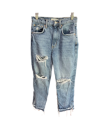 We The Free Womens Straight Leg Jeans Blue Distressed Light Wash Stretch 24 - $658.42 MXN