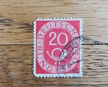 Germany Stamp Deutsche Bundespost 20pf Used Red Horn - $0.94