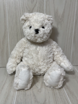 Toys R Us 2014 White Plush teddy bear black nose sitting textured shaggy... - £11.65 GBP