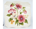SIX Dinner Plates POMPOUS POPPY by MAXCERA Square FLORAL Scalloped Edge - $89.99