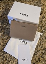 FURLA ITALY FACTORY CLASSIC BI FOLD MINI W/ZIP WALLET GREIGE/CAMEL NWT/BOX - $74.24