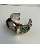 Roy Begay Navajo 925 Sterling Silver Turquoise &amp; Coral Watch Band Cuff 100g - $474.82 CAD