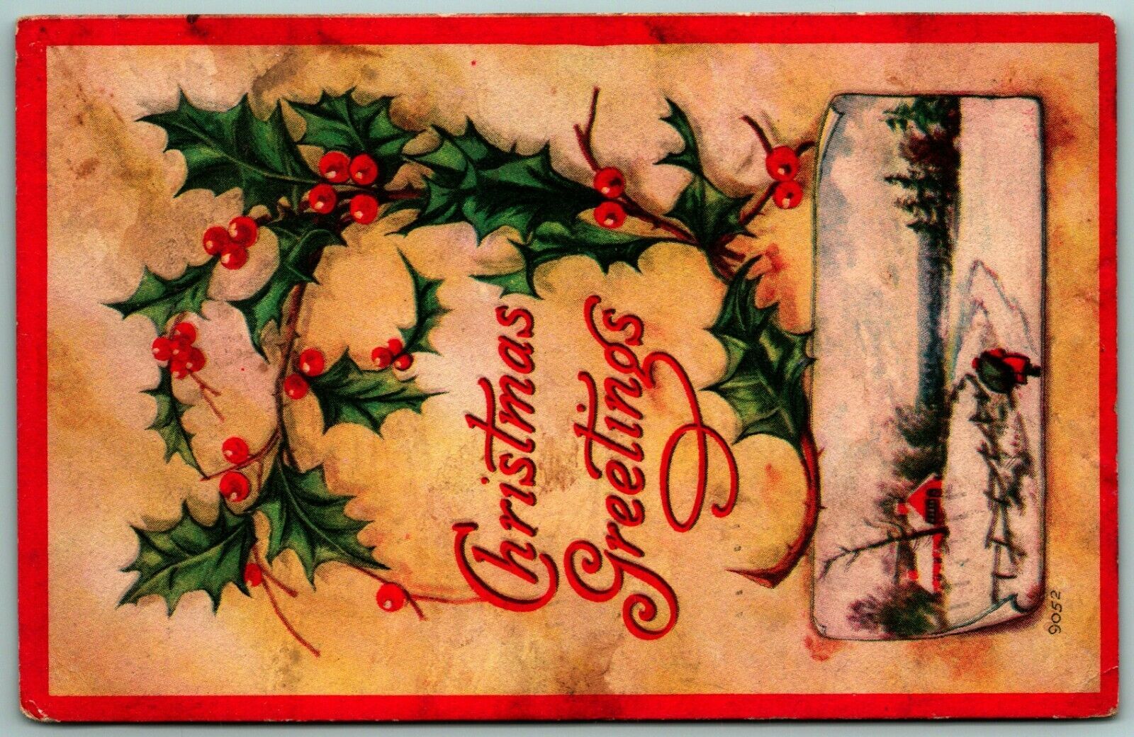 Merry Christmas To You Cabin Scene in Winter 1930 DB Postcard I7 Item image 3