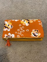 Rachel Pally &quot;Zahara&quot; Orange Floral Print Zipper Reversible Clutch Bag. Purse - £7.58 GBP