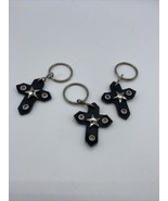 Lot of 3 Leather And Silver Studded Keychains 3D NEW - $12.20