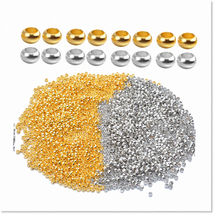 2000pcs Premium Quality Crimp Beads for Jewelry Making - Silver &amp; Gold Mini Spac - £16.81 GBP