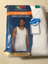 Fruit of the Loom 6 A-Shirts Vest Ribbed Stretch Fabric Size XL 46-48in NEW - £19.55 GBP