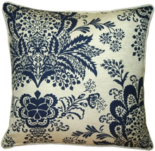 Rustic Floral Blue 20x20 Throw Pillow, Complete with Pillow Insert - £42.28 GBP