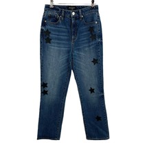 Juicy Couture High Waist Straight Leg Med Wash Black Star Patch Jean Size 26 New - £37.13 GBP