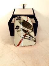 Lovely Vintage Chinese Shard and Nickel Repousse&#39; Trinket Box, Birds on ... - $38.93
