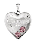 Sterling Silver Enameled Flowers &quot;Mom&quot; Heart Locket - $115.73 CAD