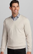 Jos. A. Bank Men&#39;s V-Neck Sweater Size 2X Big Ivory Heather 100% Pima Co... - $37.39