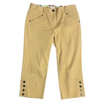 Tommy Bahama Capri Pants 4 Yellow Mid Rise Snaps Pockets Zipper Belt Loops - $27.84