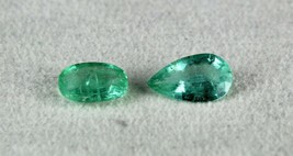 Natural Colombian Emerald Pear &amp; Oval Cut 2 Pcs 3.76 Carats Gemstone Pendant - £578.92 GBP