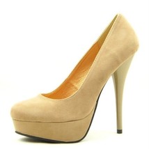 High Heel Platform Pumps, Women&#39;s Shoes, Taupe Velvet  7US/37.5EU - £7.59 GBP