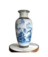 Blue and White High-Quality Kaolin Handcrafted Vase H= 13.4 inch The Fisherman - $119.75