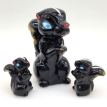 Vintage Redware Ceramic Skunk Family Figurines Made In Japan no chain Se... - $14.54