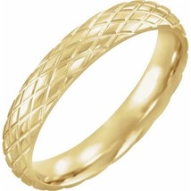 14k Yellow Gold 4 MM Diamond Pattern Wedding Band Ring - £552.87 GBP+