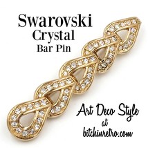 Swarovski Crystal Bar Pin Brooch with Swan Logo - £27.98 GBP
