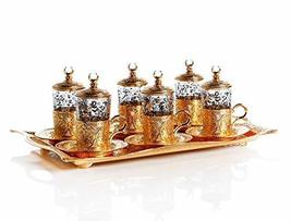 LaModaHome Turkish Arabic Tea Glasses Set, Fancy Vintage Handmade Set for Servin - £61.37 GBP