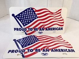 2 Proud To Be An American American Flag 6&quot; X 12&quot; License Plate Tag - £11.04 GBP