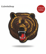Brown Grizzly Bear Head Forest Large Face 8 Inch Embroidery Patch Animal... - €44,56 EUR