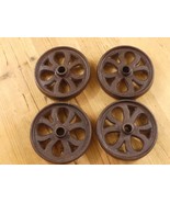 4 CAST IRON WHEELS CART FACTORY FARM RANCH STEAMPUNK RUSTIC *READ DESCRI... - $55.99