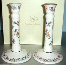 Lenox L&#39;Chaim Sabbath Candlesticks Pair Floral Motif Judaic NEW - £93.95 GBP