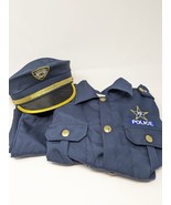 Police Cop Uniform Kids Halloween Costume M 8-10 Shirt Pants Hat EUC Fas... - $12.59