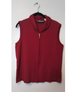 Sag Harbor Women&#39;s Vest Size P Large Red  Sleeveless Sweater Full Zip La... - €15,29 EUR